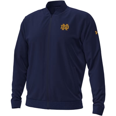 Notre Dame Fighting Irish Under Armour 2026 Sideline Meridian Full-Zip Bomber Jacket - Navy