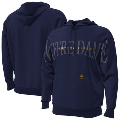 Notre Dame Fighting Irish Under Armour 2026 Sideline Overlay Icon Fleece Hoodie - Navy