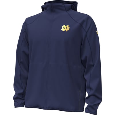 Notre Dame Fighting Irish Under Armour 2026 Sideline Unstoppable Fleece Full-Zip Jacket - Navy