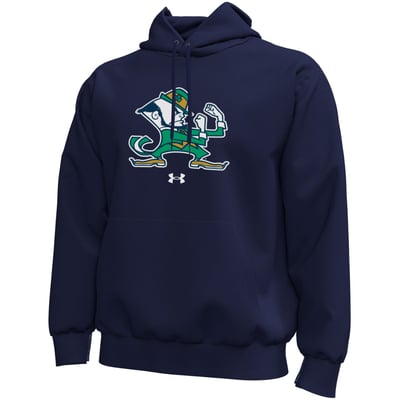 Notre Dame Fighting Irish Under Armour Core Icon Fleece Pullover Hoodie - Navy