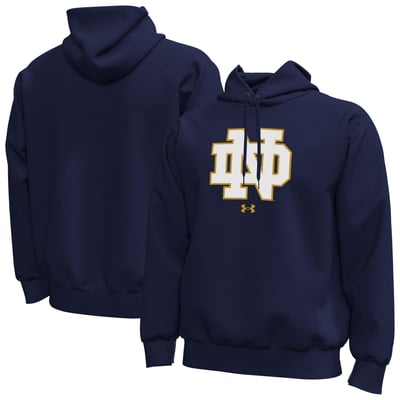  Notre Dame Fighting Irish Under Armour Core Icon Fleece Pullover Hoodie - Navy