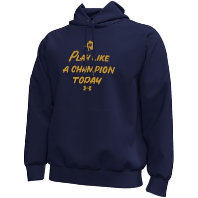  Notre Dame Fighting Irish Under Armour Core Icon Fleece Pullover Hoodie - Navy