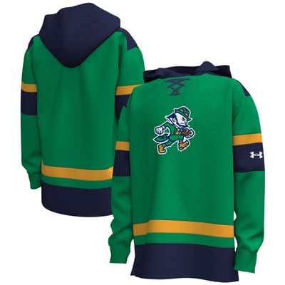 #1 Notre Dame Fighting Irish Under Armour Irish Wear Green Gameday Hockey Hoodie - Kelly Green