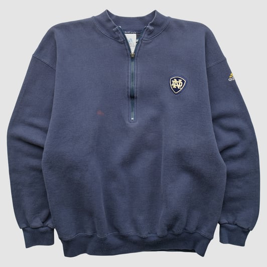 Notre Dame Fighting Irish Adidas 2000s 1/4 Zip Sweatshirt - Navy - M by Fanatics Real Vintage