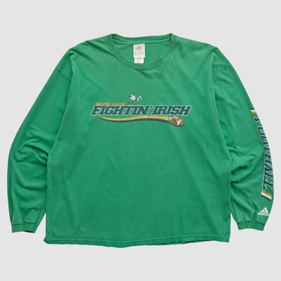 Notre Dame Fighting Irish Adidas 2000s Long Sleeve T-shirt - Green - 2XL by Fanatics Real Vintage