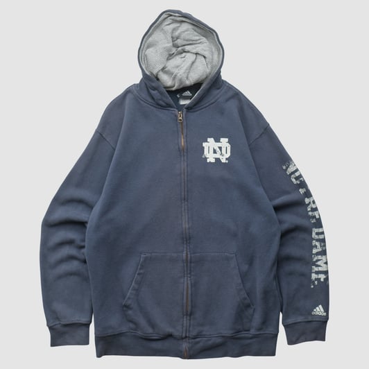 Notre Dame Fighting Irish Adidas 2010s Hooded Full Zip Sweatshirt - Navy - S by Fanatics Real Vintage