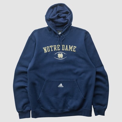 Notre Dame Fighting Irish Adidas 2010s Hooded Pullover Sweatshirt - Navy - M by Fanatics Real Vintage