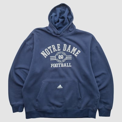 Notre Dame Fighting Irish Adidas 2010s Hooded Pullover Sweatshirt - Navy - XL by Fanatics Real Vintage