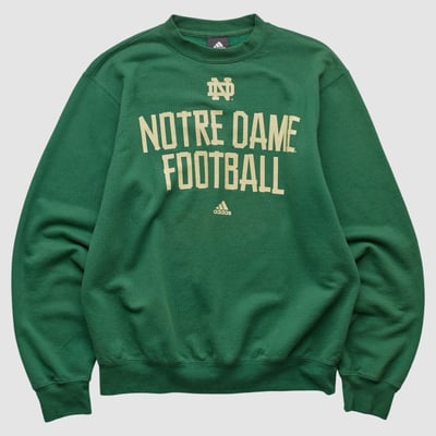 Notre Dame Fighting Irish Adidas 2010s Pullover Sweatshirt - Green - S by Fanatics Real Vintage