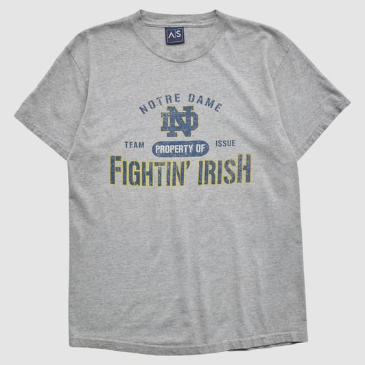 Notre Dame Fighting Irish AS Sports 2000s T-shirt - Heather Gray - M by Fanatics Real Vintage