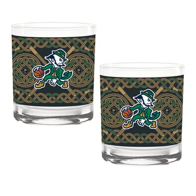 Notre Dame Fighting Irish Basketball Leprechaun Two-Pack 14oz. Rocks Glass Set