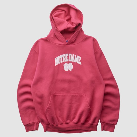 Notre Dame Fighting Irish Champion 2000s Hooded Pullover Sweatshirt - Pink - XS by Fanatics Real Vintage