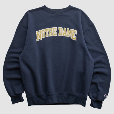 Notre Dame Fighting Irish Champion 2000s Pullover Sweatshirt - Navy - S by Fanatics Real Vintage