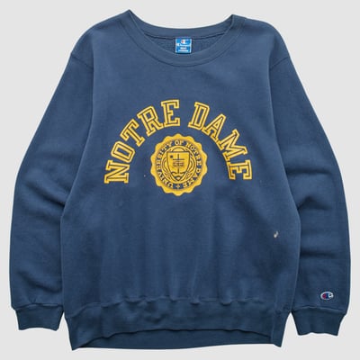 Notre Dame Fighting Irish Champion 80s Pullover Sweatshirt - Navy - S by Fanatics Real Vintage