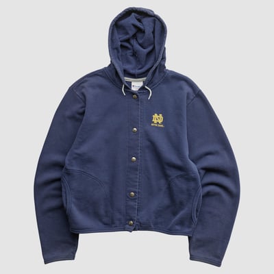 Notre Dame Fighting Irish Champion 90s Hooded Full Snap Jacket - Navy - XXS by Fanatics Real Vintage