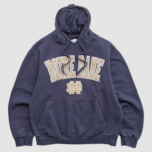Notre Dame Fighting Irish E5 2010s Hooded Pullover Sweatshirt - Navy - S by Fanatics Real Vintage