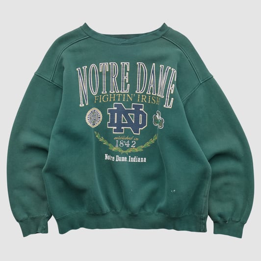 Notre Dame Fighting Irish Galt Crew 90s Pullover Sweatshirt - Green - XL by Fanatics Real Vintage