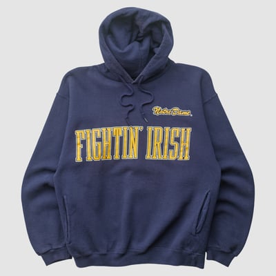 Notre Dame Fighting Irish Galt Sand 90s Hooded Pullover Sweatshirt - Navy - XXS by Fanatics Real Vintage