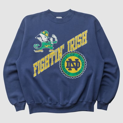 Notre Dame Fighting Irish Hanes 90s Pullover Sweatshirt - Navy - S by Fanatics Real Vintage