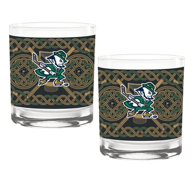 Notre Dame Fighting Irish Hockey Leprechaun Two-Pack 14oz. Rocks Glass Set