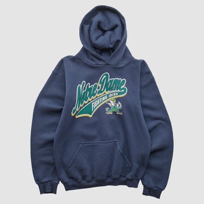 Notre Dame Fighting Irish Logo 7 90s Hooded Pullover Sweatshirt - Navy - XXS by Fanatics Real Vintage