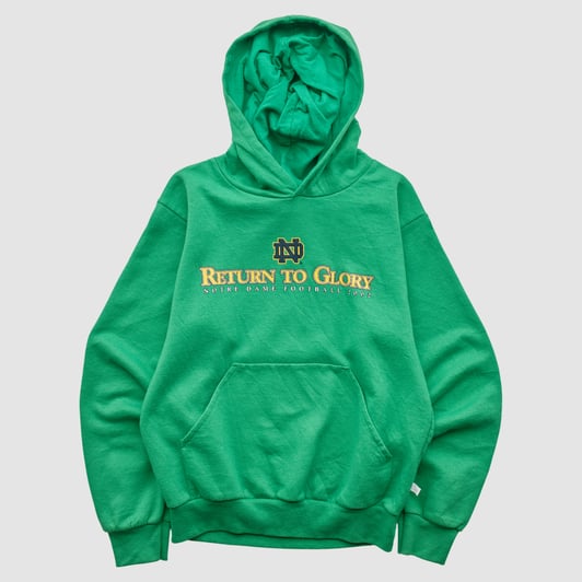 Notre Dame Fighting Irish Third Street 2002 Hooded Pullover Sweatshirt - Green - Yth L by Fanatics Real Vintage