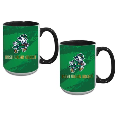 Notre Dame Fighting Irish Two-Piece Irish Wear Green Football Leprechaun 15oz. Ceramic Mug
