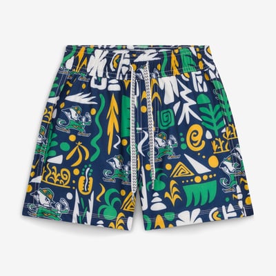  Notre Dame Fighting Irish Wes & Willy Preschool Allover Print Tribal Swim Shorts - Navy