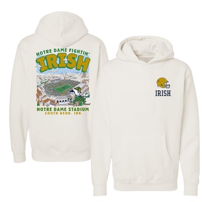  Notre Dame Fighting Irish Unisex Comfort Colors Stadium Fleece Hoodie - Cream