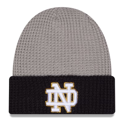 Notre Dame Fighting Irish New Era Unisex Cuffed Waffle Knit Hat - Gray/Black