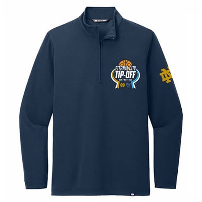 Notre Dame Fighting Irish TravisMathew Unisex 2026 Eternal City Tip-Off Quarter-Zip Pullover - Navy