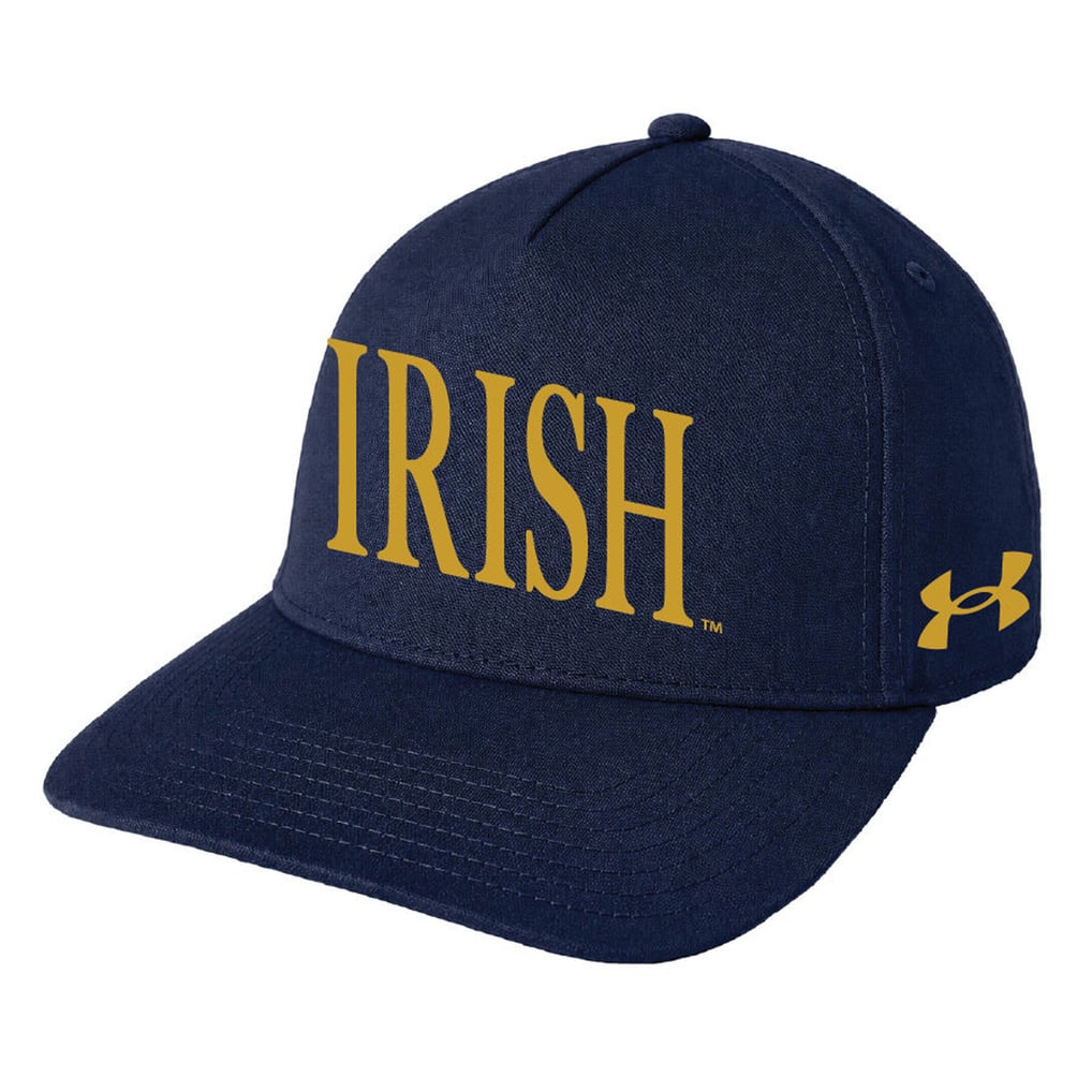 Notre Dame Fighting Irish Under Armour Unisex Blitzing Accent 5-Panel Adjustable Hat - Navy
