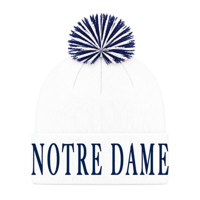  Notre Dame Fighting Irish Under Armour Unisex Cuffed Knit Hat with Pom - White