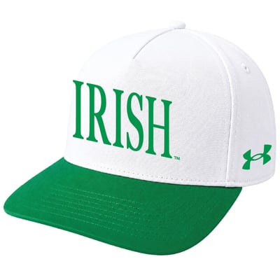 Notre Dame Fighting Irish Under Armour Unisex Blitzing Accent 5-Panel Iso-Chill Adjustable Hat - White
