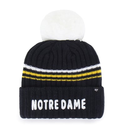  Notre Dame Fighting Irish '47 Women's Seasonal Fuzzy Script Big Pom Knit Hat - Navy
