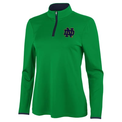 Notre Dame Fighting Irish Antigua Women's Brink Quarter-Zip Pullover - Green/Navy