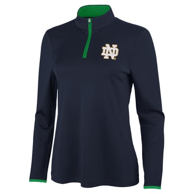 Notre Dame Fighting Irish Antigua Women's Brink Quarter-Zip Pullover - Navy/Green
