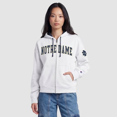 Notre Dame Fighting Irish Champion Women's Arch Full-Zip Fleece Hoodie - White