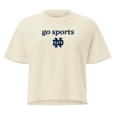 Notre Dame Fighting Irish Comfort Colors Women's Go Sports Cropped T-Shirt - Cream