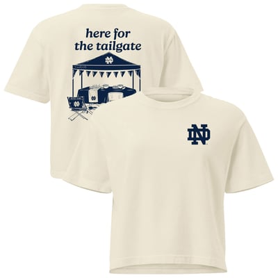 Notre Dame Fighting Irish Comfort Colors Women's Here For The Tailgate Cropped T-Shirt - Cream