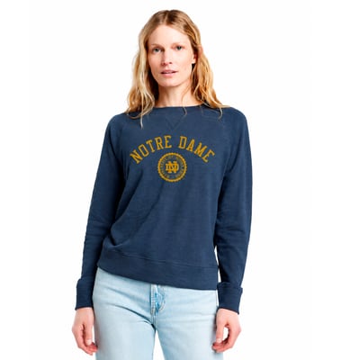 Notre Dame Fighting Irish FAHERTY Women's Sunwashed Slub Sweatshirt - Navy