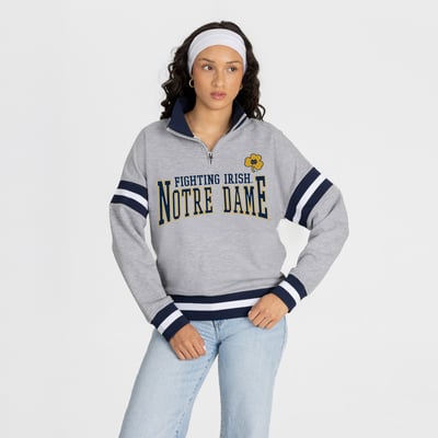  Notre Dame Fighting Irish Gameday Couture Women's Hold the Line Quarter-Zip Pullover - Gray