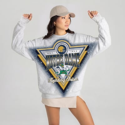Notre Dame Fighting Irish Gameday Couture Women's Chasing Victory Rhinestone Spray Oversized Fleece Sweatshirt - Heather Gray