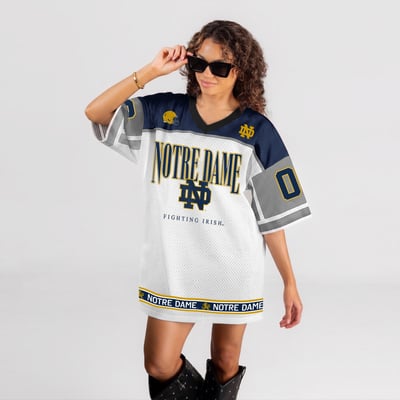Notre Dame Fighting Irish Gameday Couture Women's Hustle Mode V-Neck Jersey Dress - White