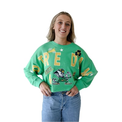Notre Dame Fighting Irish Gameday Social Women's Patch Phipps Sweatshirt - Green
