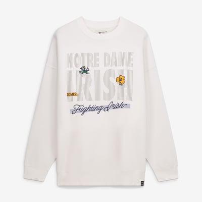 Notre Dame Fighting Irish Gameday Social Women's Striped Patch Sweatshirt - White
