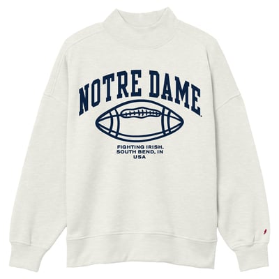 Notre Dame Fighting Irish League Collegiate Wear Women's Diana Mock Neck Football Sweatshirt - Oatmeal