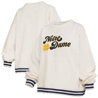 Notre Dame Fighting Irish Pressbox Women's Bonanza Chenille Ribbed Sweatshirt - Cream