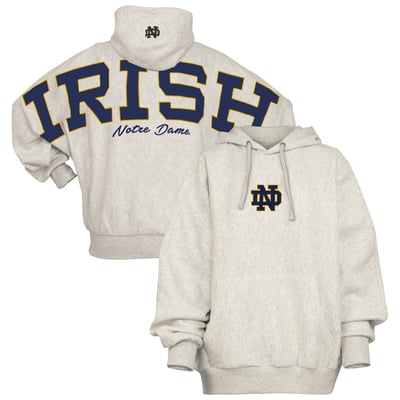 Notre Dame Fighting Irish Pressbox Women's Belvedere Oversized Hoodie - Gray