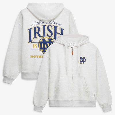 Notre Dame Fighting Irish Pressbox Women's Janise Full-Zip Hoodie - Heather Gray